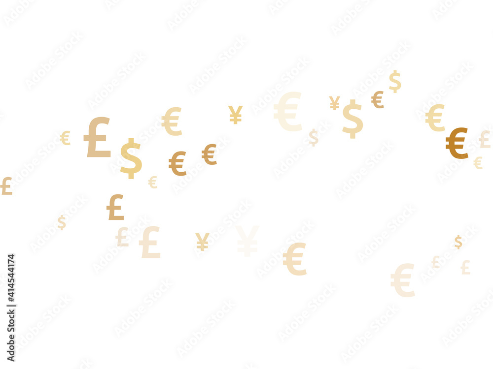Euro dollar pound yen gold symbols scatter currency vector background. Economy pattern. Currency