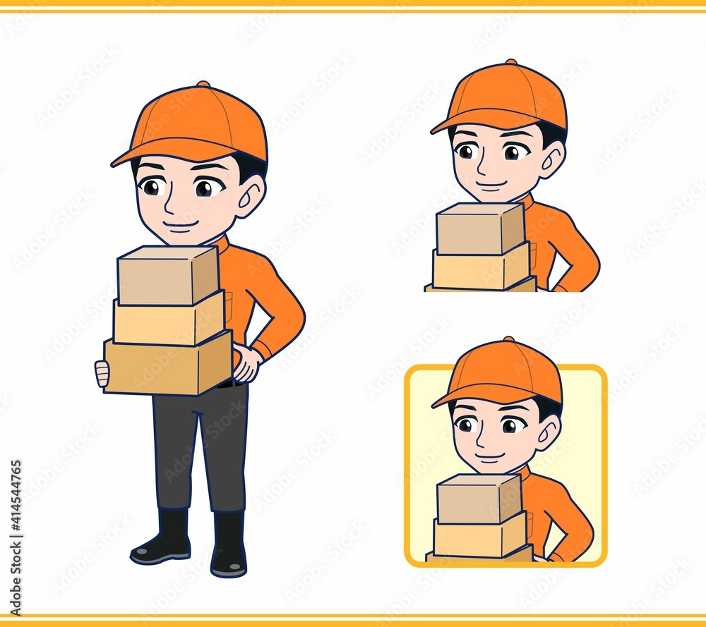Young man in orange work clothes Young man in orange work clothes