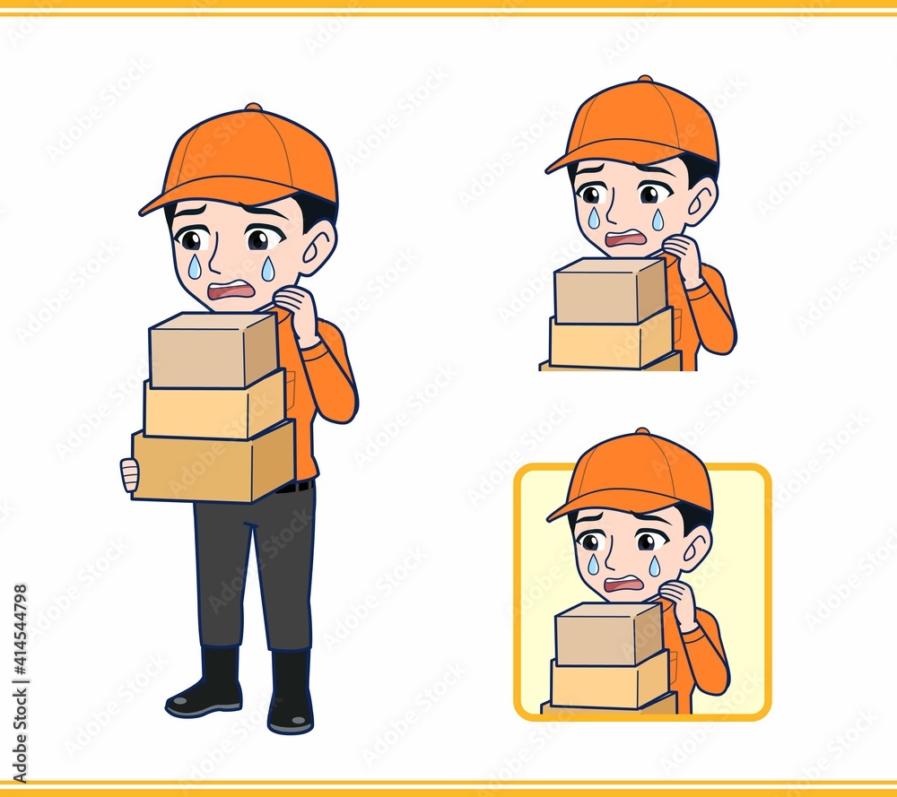 Young man in orange work clothes Young man in orange work clothes