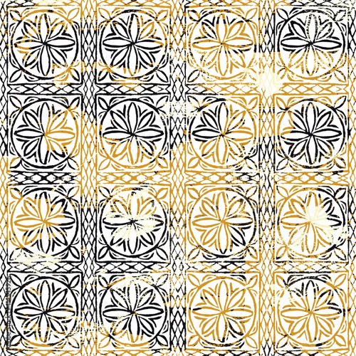 Geometric Boho Style Tribal pattern with distressed texture and effect 