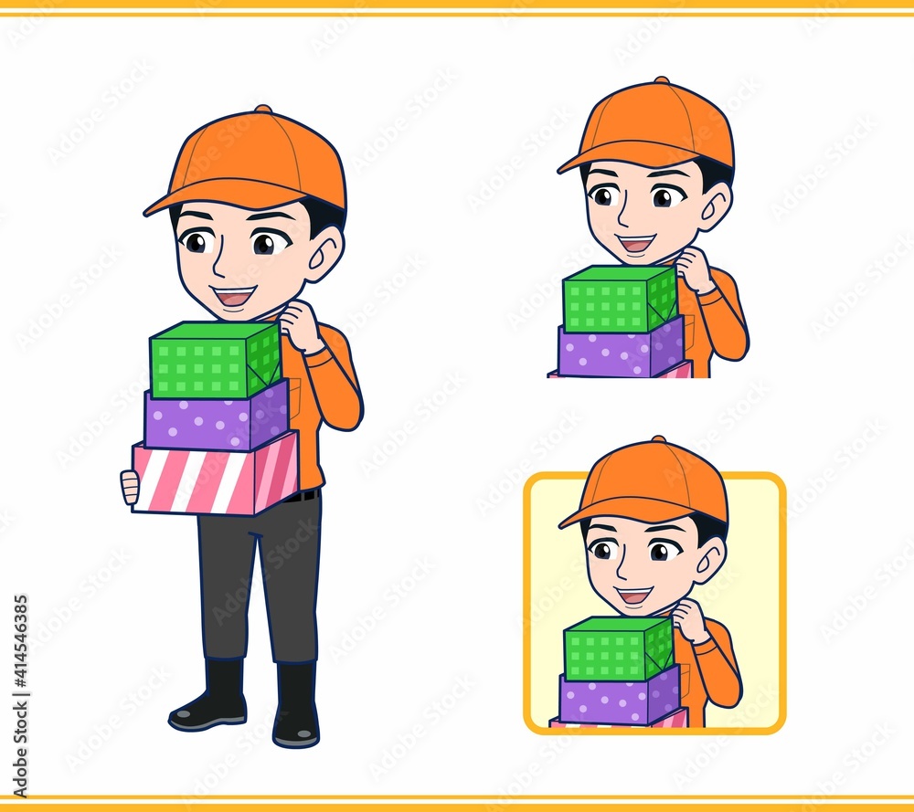 Young man in orange work clothes Young man in orange work clothes