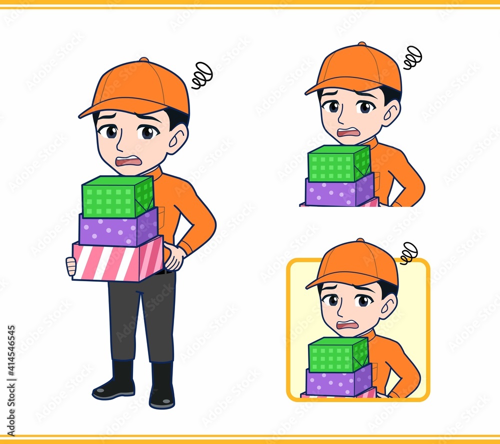 Young man in orange work clothes Young man in orange work clothes