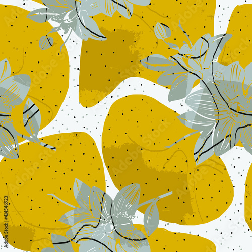 botainical colorful retro vector floral seamless pattern	
 photo