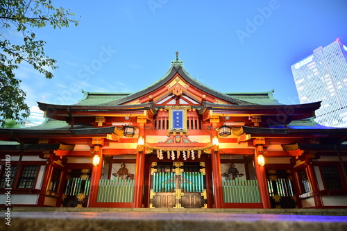 Tokyo Japan Night Temple and Building Background © Marian