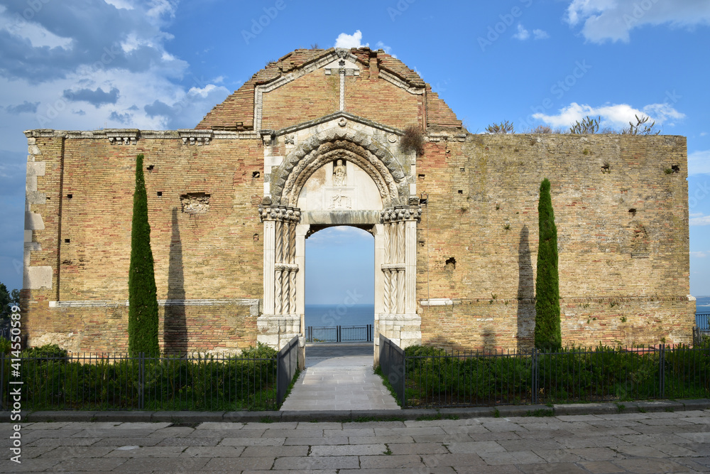 Portal of the ancient church of San Pietroin Vasto, Italy.