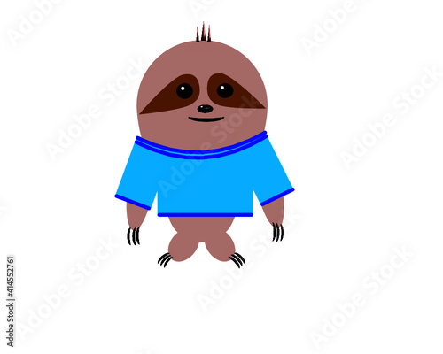 Cheerful Brown Sloth Wearing a Blue T-Shirt Vector