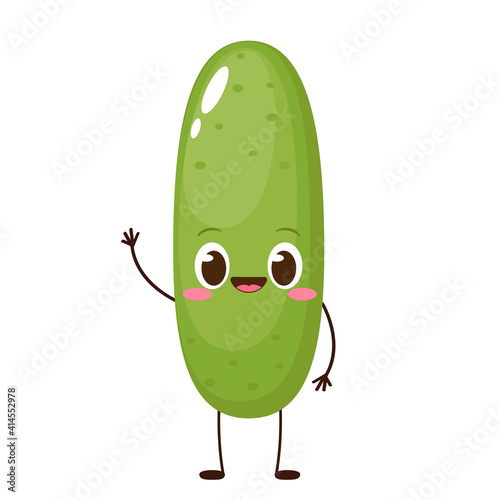 Cute happy cartoon cucumber character