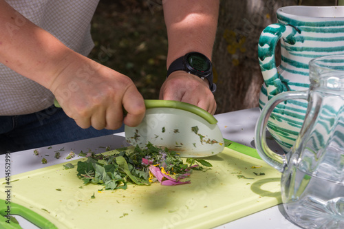 Cook Chopped Herbs For Healthy Cuisine photo