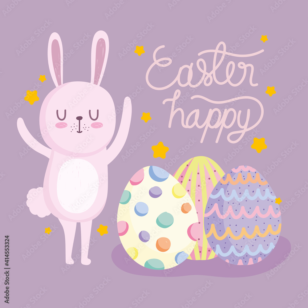 cute easter catoon bunny with decorative eggs cute easter catoon bunny with decorative eggs