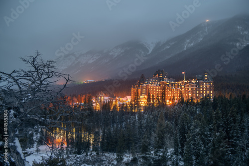 Fairmont Banff Springs hotel in the winter, Banff national park, Alberta, Canada 