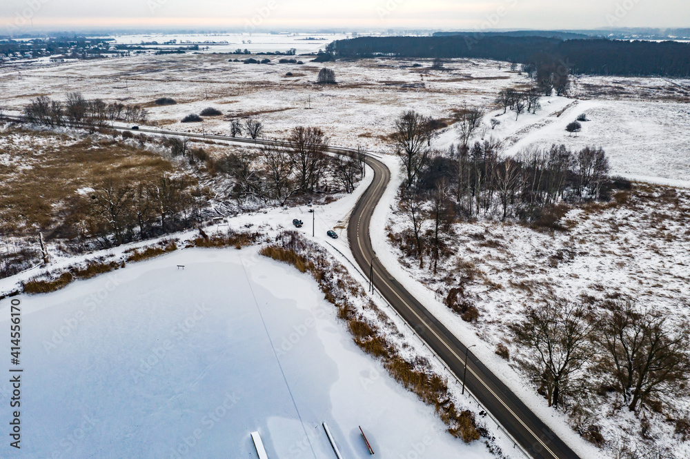 winter landscape from a drone