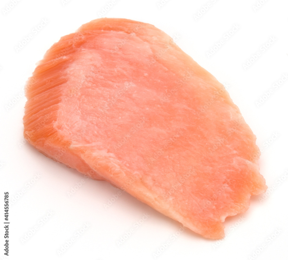 smoked salmon segments isolated on white background cutout. Prepared fish fillet fibres. smoked salmon segments isolated on white background cutout. Prepared fish fillet fibres.