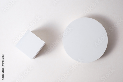 Empty Cube white background for mockup photo shoot studio lighting 