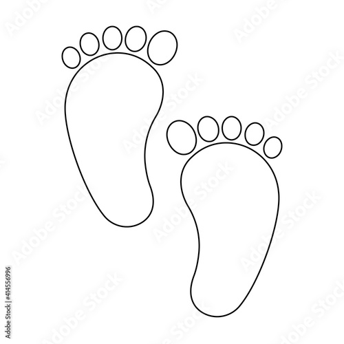 Baby footprints icon in outline style. Little boy or girl linear footsteps. Vector thin line illustration. Editable stroke.