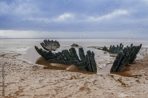The remains of the wreck of  on Berrow Beach on the coast photo