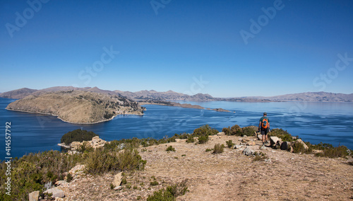 Panoramic view of Lake Titicaca from Isla del Sol, Bolivia photo