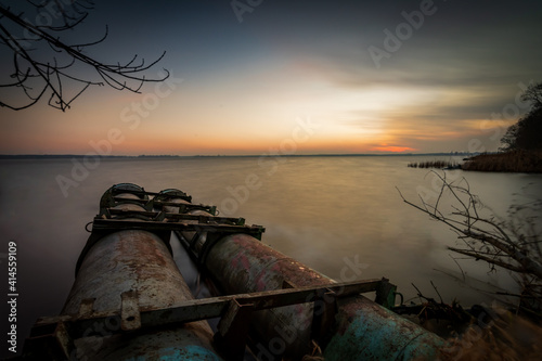 sunset over the Zegrze reservoir photo