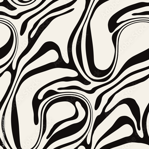 Vector seamless pattern. Abstract marble texture with monochrome fluid stains. Creative background with liquid blots. Decorative design with marbling effect. Can be used as swatch for illustrator.