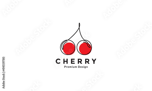 line art twin fruit cherry red logo design vector icon symbol illustration