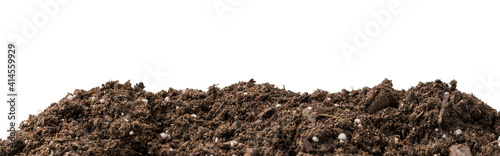 All Purpose In Ground Soil performance organics mix. Natural Ground Ingredients for Gardening. Indoor or Outdoor Gardening. White isolated background.