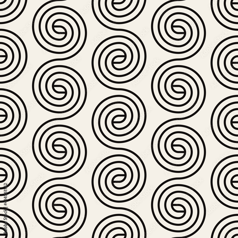 Seamless geometric pattern. Vector monochrome linear texture. Repeating confused maze.