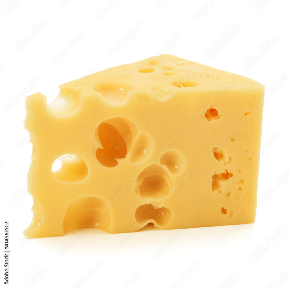 Cheese block isolated on white background cutout Cheese block isolated on white background cutout