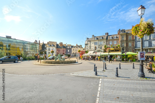 The statue memorializing the women of Honfleur who would harvest mussels from the sea in the historic center of Honfleur, France.