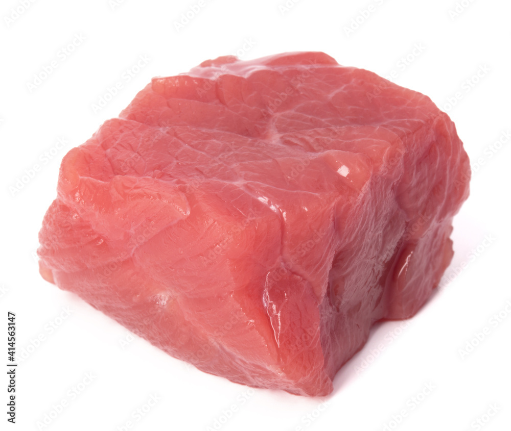 Raw chopped beef meat cube isolated om white background cut out. Raw chopped beef meat cube isolated om white background cut out.