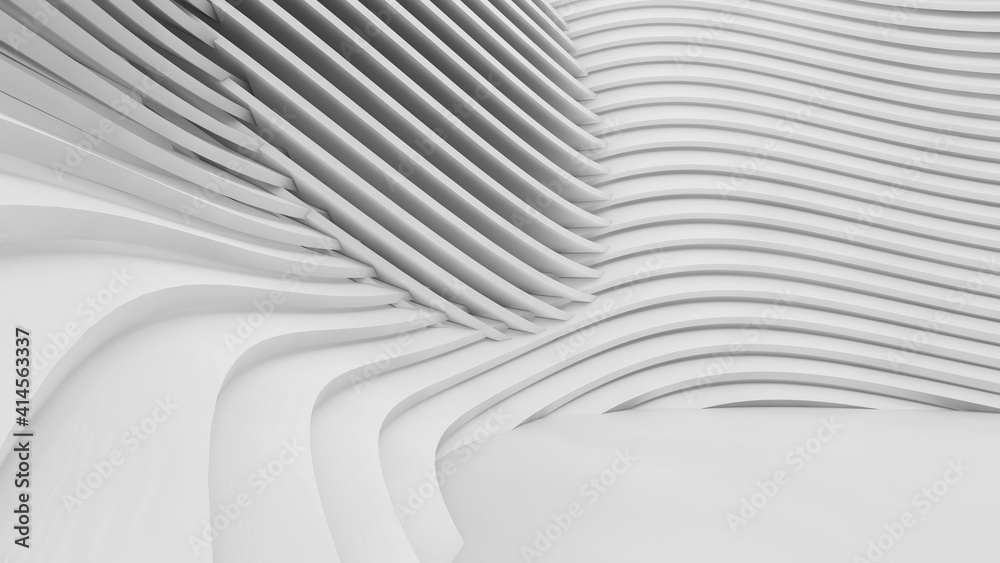 Abstract Curved Shapes. White Circular Background.