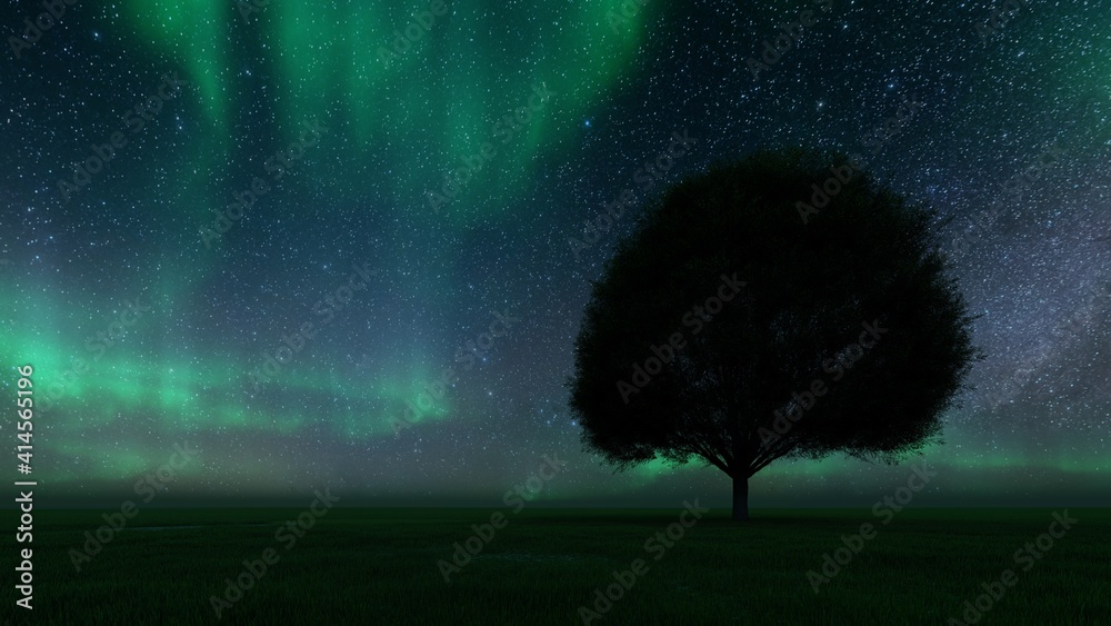 Milky way with tree and grass silhouette over the dark sky Stock Photo ...