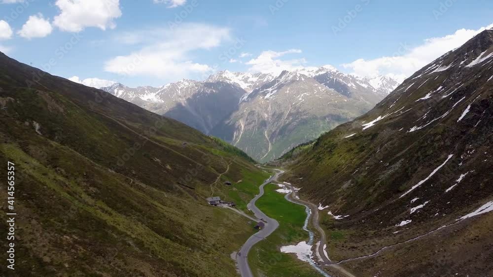 Aerial view of road and river crossing the Tyrol region, Austria. Aerial view of road and river crossing the Tyrol region, Austria.