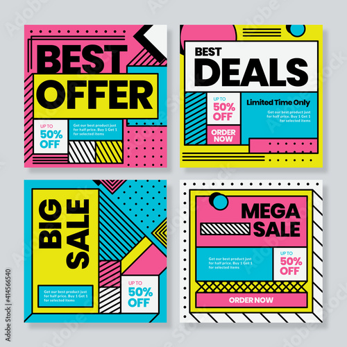 Set of sale banner template design. Vector illustration.