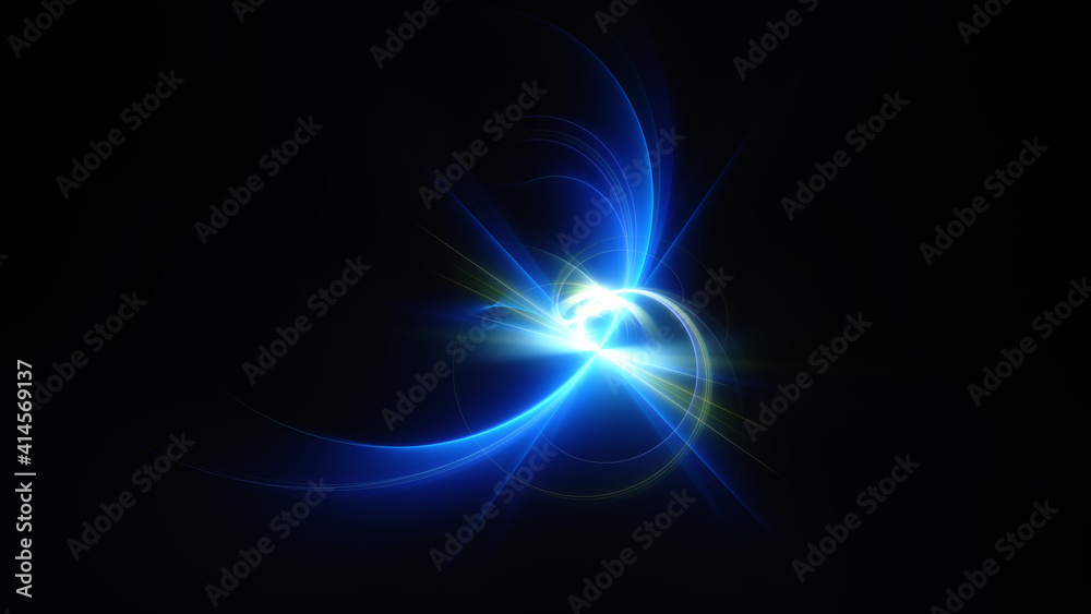 Abstract background, smooth blue lines on a black background. Abstract background, smooth blue lines on a black background.