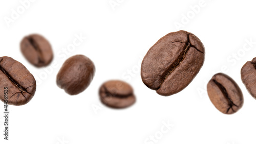 Coffee beans seamless pattern. Isolated on white background  line arrangement.
