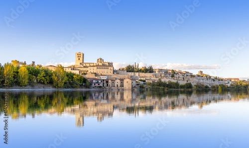 view of the medieval city of Zamora, Spain - Douro River.