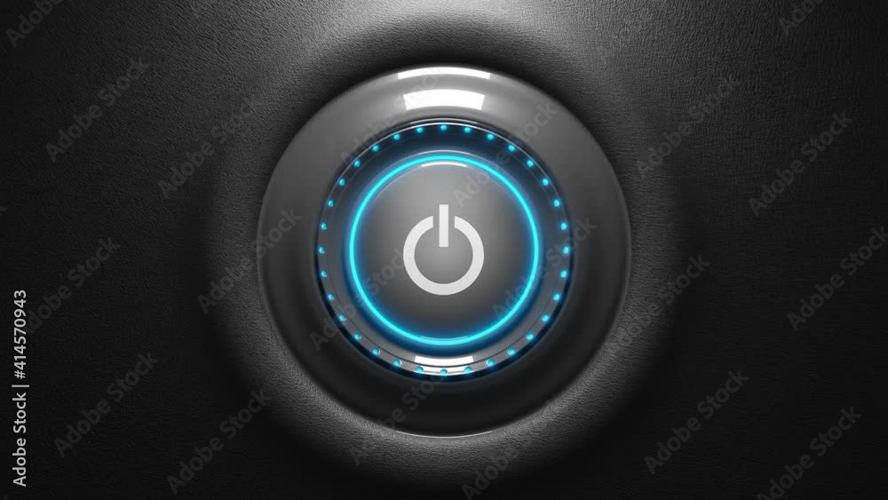 Businessman press the power button. Power on concept. 3D video
