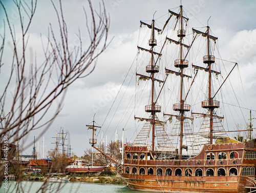 old pirate ship in port