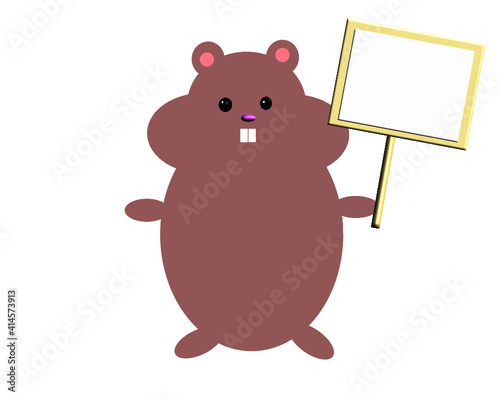 Hamster Holding a Sign Vector