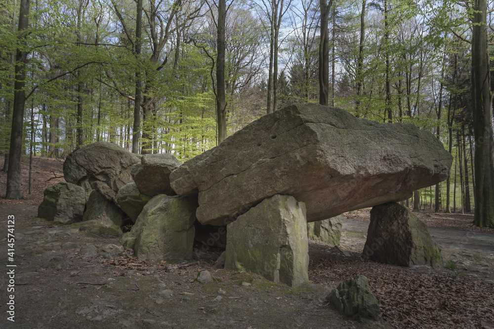Neolithic Passage Grave, Megalithic Stones In Osnabrueck-Haste, Osnabrueck Country, Lower Saxony, Germany