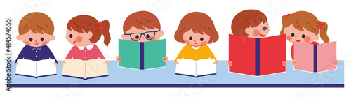 読書　子供　イラスト
