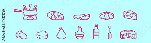set of fondue cartoon icon design template with various models. vector illustration isolated on blue background