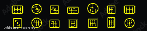 set of gearbox cartoon icon design template with various models. vector illustration isolated on black background