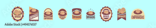 set of empanadas food logo cartoon icon design template with various models. vector illustration isolated on blue background