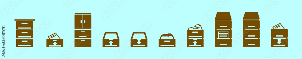 set of file cabinet cartoon icon design template with various models. vector illustration isolated on blue background set of file cabinet cartoon icon design template with various models. vector illustration isolated on blue background