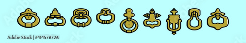 set of door knocker cartoon design template with various models. vector illustration isolated on blue background