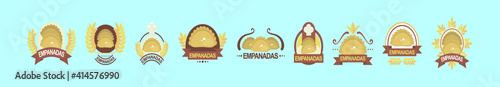 set of empanadas food logo cartoon icon design template with various models. vector illustration isolated on blue background