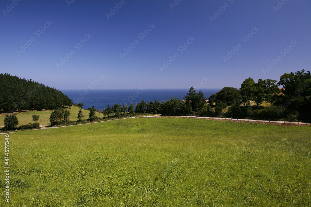 Green Meadow Costa Verde Atlantic Atlantic Ocean Coast At Mutriku Basque Country Northern Spain Spain Europe Green Meadow Costa Verde Atlantic Atlantic Ocean Coast At Mutriku Basque Country Northern Spain Spain Europe