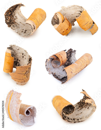 Obraz na płótnie Set of Birch bark on white background