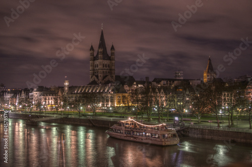 Ship On The Rhein At Night