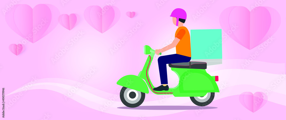 Motorcycle service delivery, Flat editable vector illustration, clip art